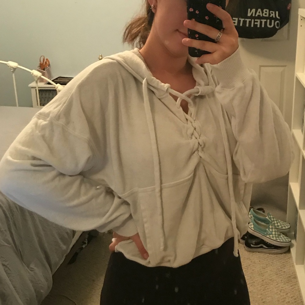 Free People Tie Front Hoodie